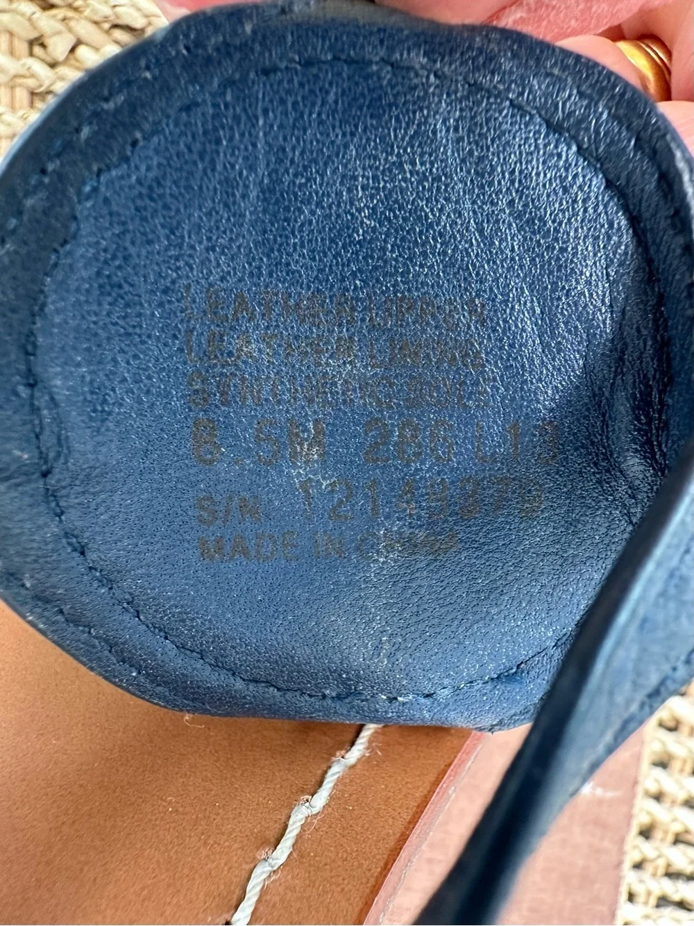 Tory Burch Leticia Logo Leather Ankle Strap Thong Sandal Navy Sz 8.5 - Picture 14 of 15